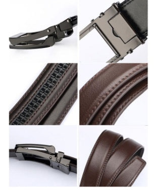 Men's Automatic Buckle Two-layer Cowhide Leather Belt