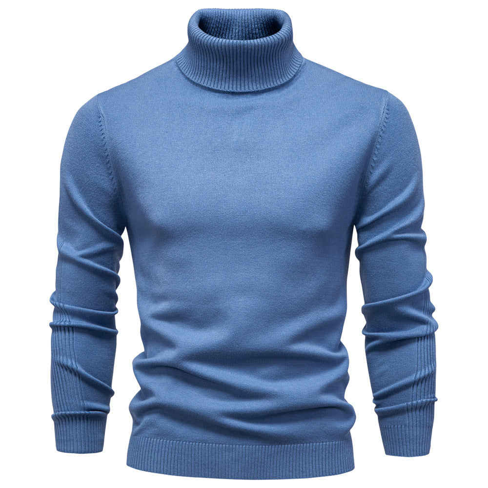Men's Solid Color Slim Pullover Turtleneck Sweater Winter Casual Tops Clothing
